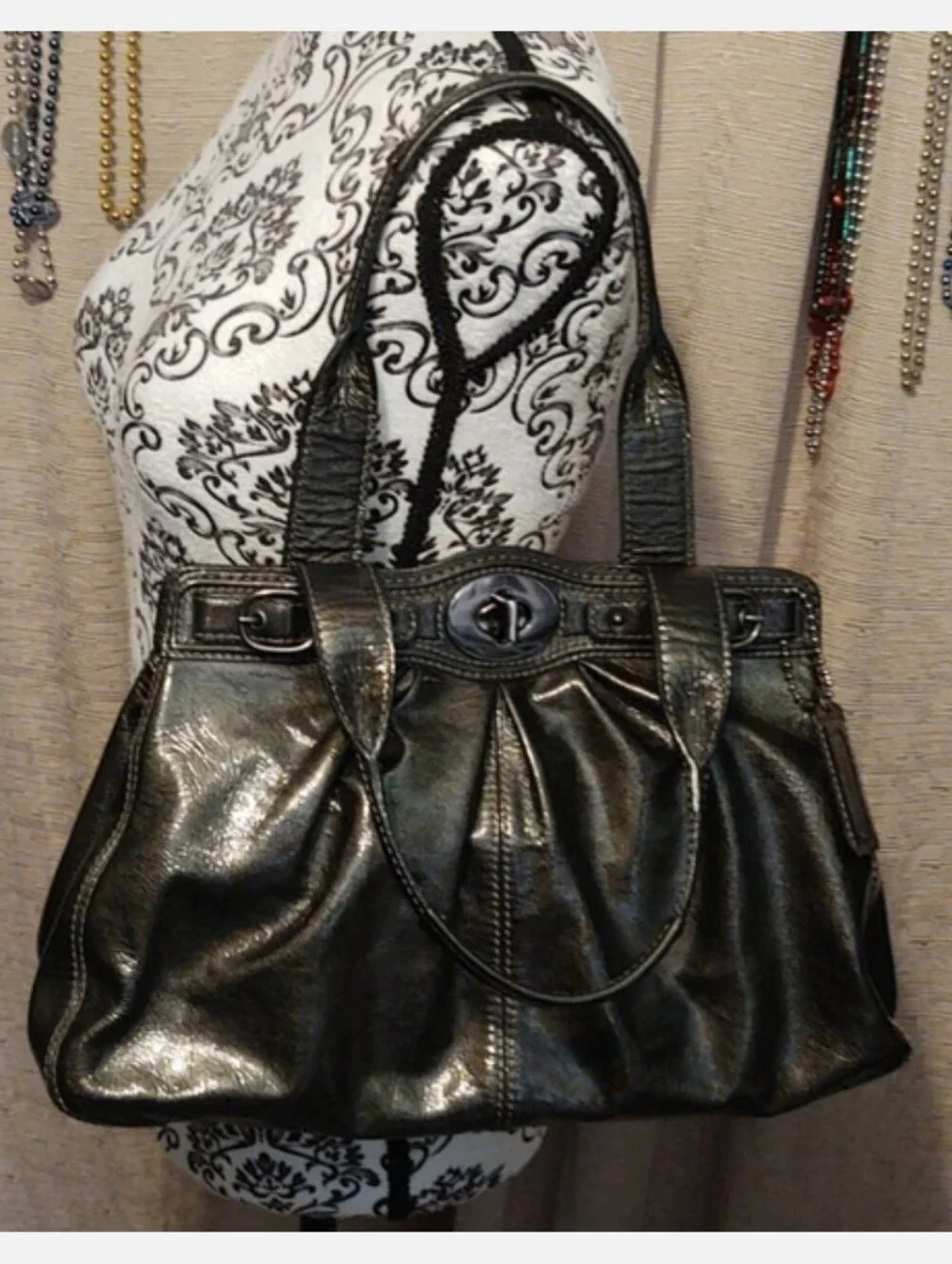 COACH Garnet Patent Leather Gunmetal